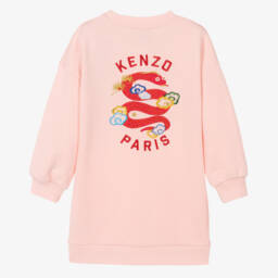 KENZO KIDS-Girls Pink Cotton Snake Sweatshirt Dress | Childrensalon