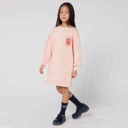 KENZO KIDS-Girls Pink Cotton Snake Sweatshirt Dress | Childrensalon