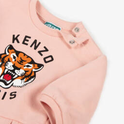 KENZO KIDS-Girls Pink Lucky Tiger Cotton Jersey Dress | Childrensalon