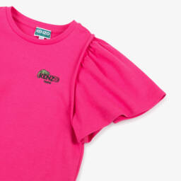 KENZO KIDS-Girls Pink Organic Cotton T-Shirt | Childrensalon