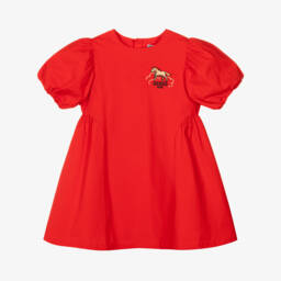 KENZO KIDS-Girls Red Cotton Poplin Lunar New Year Dress | Childrensalon