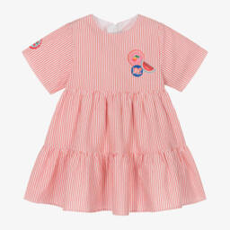 KENZO KIDS-Girls Red Cotton Stripe Fruits Dress | Childrensalon