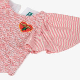 KENZO KIDS-Girls Red Stripe Cotton Blouse | Childrensalon