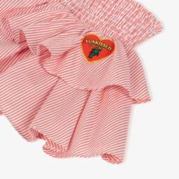 KENZO KIDS-Girls Red Striped Ruffle Skirt | Childrensalon
