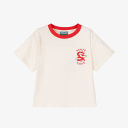 KENZO KIDS-Ivory Cotton Snake T-Shirt | Childrensalon