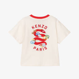 KENZO KIDS-Ivory Cotton Snake T-Shirt | Childrensalon