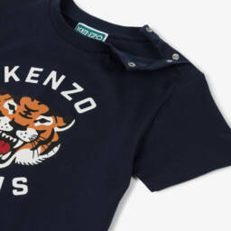 KENZO KIDS-Navy Blue Cotton Lucky Tiger T-Shirt | Childrensalon
