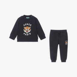 KENZO KIDS-Navy Blue Cotton Lucky Tiger Tracksuit | Childrensalon