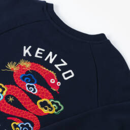 KENZO KIDS-Navy Blue Cotton Snake Sweatshirt | Childrensalon