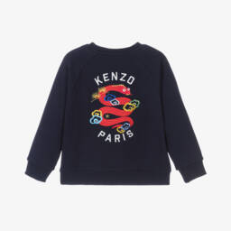 KENZO KIDS-Navy Blue Cotton Snake Sweatshirt | Childrensalon
