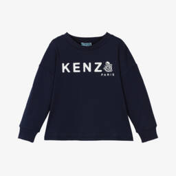 KENZO KIDS-Navy Blue Cotton Snake Top | Childrensalon