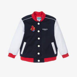 KENZO KIDS-Navy Blue Varsity Snake Jacket | Childrensalon