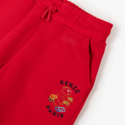 KENZO KIDS-Red Cotton Snake Cotton Jersey Shorts | Childrensalon