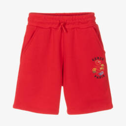 Red Cotton Snake Cotton Jersey Shorts