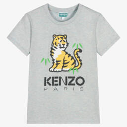 KENZO KIDS-Teen Grey KOTORA Tiger T-Shirt | Childrensalon