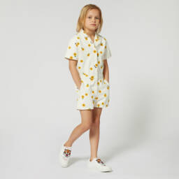 KENZO KIDS-White Leather Tiger Trainers | Childrensalon