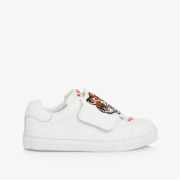 KENZO KIDS-White Leather Tiger Trainers | Childrensalon