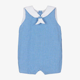Kidiwi-Boys Blue Gingham Cotton Shortie | Childrensalon
