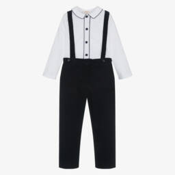 Kidiwi-Boys Navy Blue Corduroy Trouser Set | Childrensalon