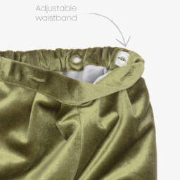 Kidiwi-Boys White & Olive Green Velvet Buster Suit | Childrensalon