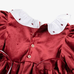 Kidiwi-Girls Burgundy Red Smocked Velvet Dress | Childrensalon