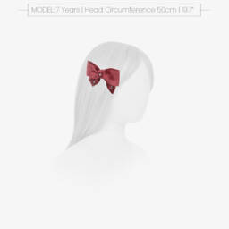 Kidiwi-Girls Burgundy Red Velvet Bow Hair Clip with Floral Embroidery | Childrensalon