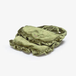 Kidiwi-Girls Green Hand-Embroidered Velvet Shoulder Bag (19cm) | Childrensalon