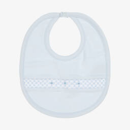Baby Boys Blue Pima Cotton Hand-Smocked Bib