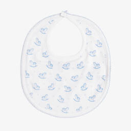 Baby Boys White & Blue Gingham Rockers Pima Cotton Bib