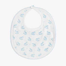 Baby Boys White & Blue Gingham Rockers Pima Cotton Bib