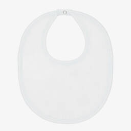 Kissy Kissy-Baby Boys White & Blue Pima Cotton Dinosaur Delight Bib | Childrensalon