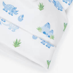 Kissy Kissy-Baby Boys White & Blue Pima Cotton Dinosaur Delight Hat | Childrensalon