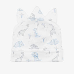 Baby Boys White Pima Cotton Dinosaur Territory Hat