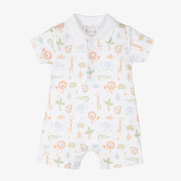 Kissy Kissy-Baby Boys White Pima Jungle Adventure Shortie | Childrensalon
