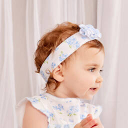 Kissy Kissy-Baby Girls Blue Cotton Heavenly Hydrangeas Headband | Childrensalon