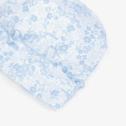 Kissy Kissy-Baby Girls Blue Old English Roses Pima Cotton Hat | Childrensalon