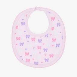 Слюнявчик розовый из хлопка Пима с бантами для малышек