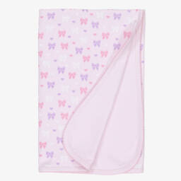 Baby Girls Pink Billowy Bows Pima Cotton Blanket (73cm)