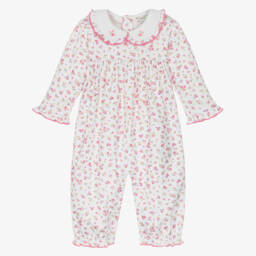 Baby Girls Pink Rose Renaissance Pima Cotton Romper