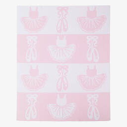 Kissy Kissy-بطانية أطفال بناتي محبوكة لون زهري وأبيض (95 سم) | Childrensalon