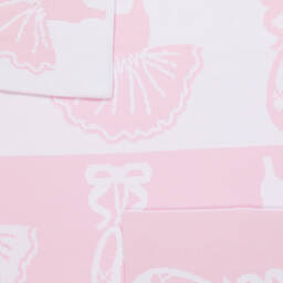 Kissy Kissy-بطانية أطفال بناتي محبوكة لون زهري وأبيض (95 سم) | Childrensalon