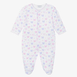 Kissy Kissy-Baby Girls White Billowy Bows Pima Cotton Babygrow | Childrensalon