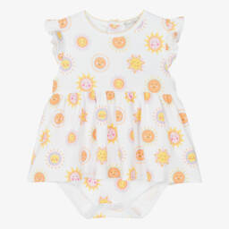 Baby Girls White Cotton Sunshine Abounds Dress