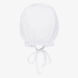 Kissy Kissy-Baby Girls White Pima Cotton Hand-Smocked Bonnet  | Childrensalon