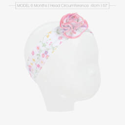 Kissy Kissy-Baby Girls White & Pink Autumn Gardens Pima Cotton Headband | Childrensalon
