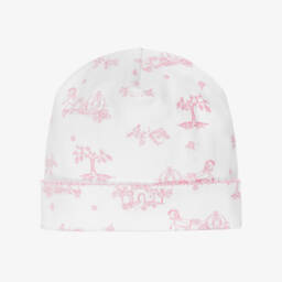 Baby Girls White & Pink Princess Adventures Pima Cotton Hat
