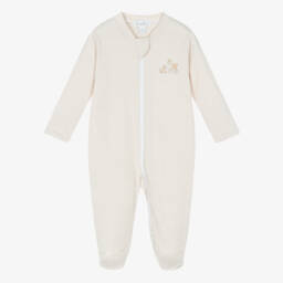 Комбинезон бежевый из пима-хлопка в полоску