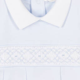 Kissy Kissy-أفرول بيبي غرو قطن لون أزرق مطرز باليد | Childrensalon