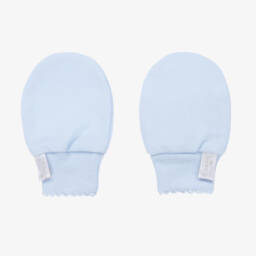 Kissy Kissy-قفازات مانعة للخدش قطن بيما لون أزرق  | Childrensalon