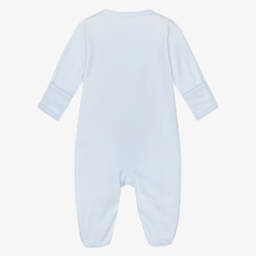 Kissy Kissy-Boys Blue Teddy Bear Time Pima Cotton Babygrow | Childrensalon